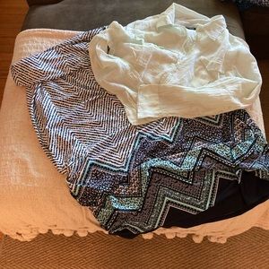 Teal Patterned Maxi Skirt